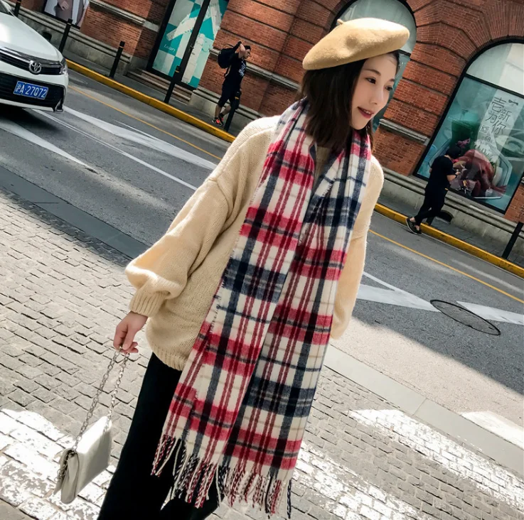 Chanycore удлиненный зимний шарф в полоску Кашемировый Пашмины женские шарфы теплые