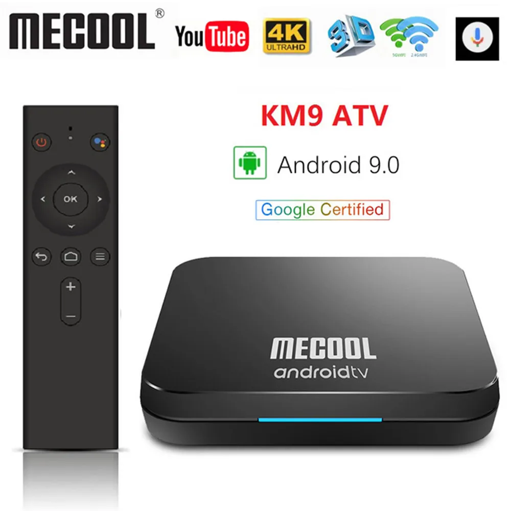 ТВ приставка Mecool KM9 ATV 4G 32G Android 9 0 сертифицированная Google Amlogic S905X2 2 4G/5G TV