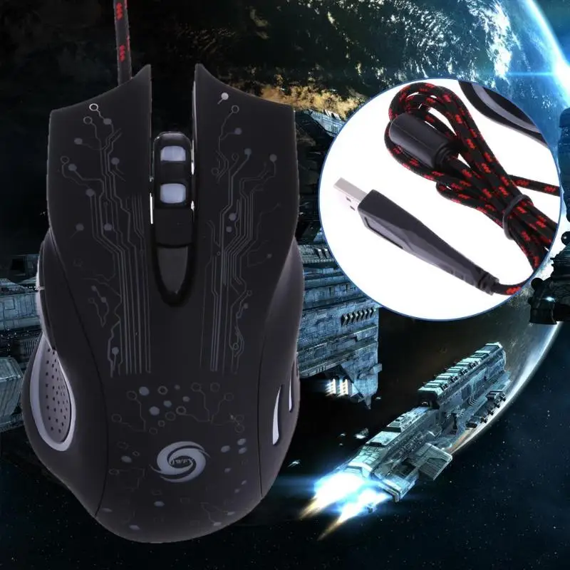 Проводная игровая мышь USB 5500 Точек на дюйм Регулируемая 7 кнопок светодиодный