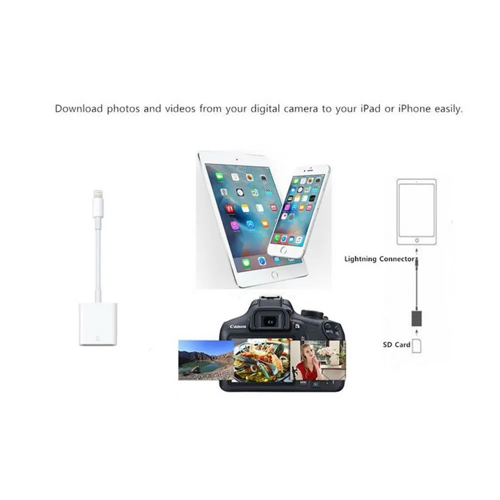 USB кардридер для камеры SD TF адаптер кабель iPhone 8 Plus 6S Apple iPad Pro Air Mini 3B04|Картридеры| |