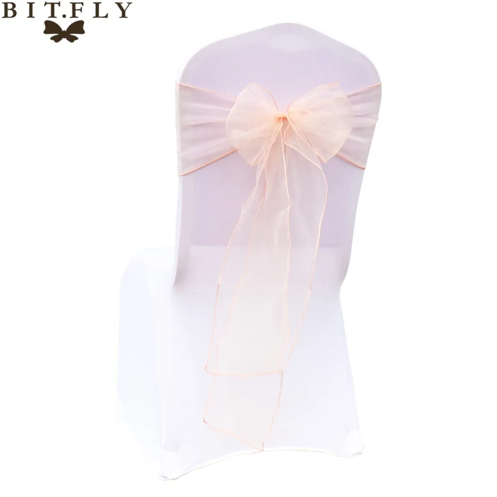 Стул пояса лук 25 шт красочные банты из органзы ткани тюль в рулонах для свадьбы