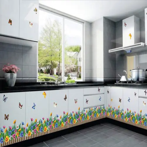 Садовая Цветочная трава бабочка Настенная Наклейка цветок Трава виниловая