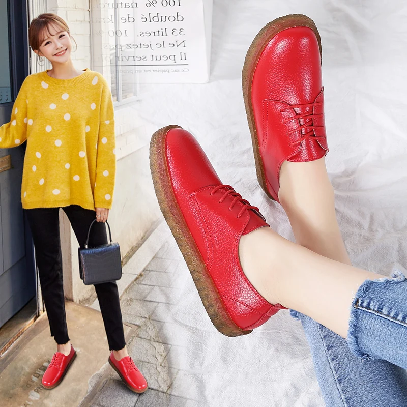 Женские повседневные оксфорды AARDIMI на шнуровке осенние туфли из натуральной кожи