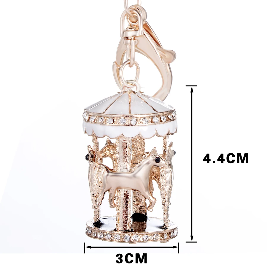 Очаровательный со стразами кулон с Каруселью брелок Женская цепочка для ключей