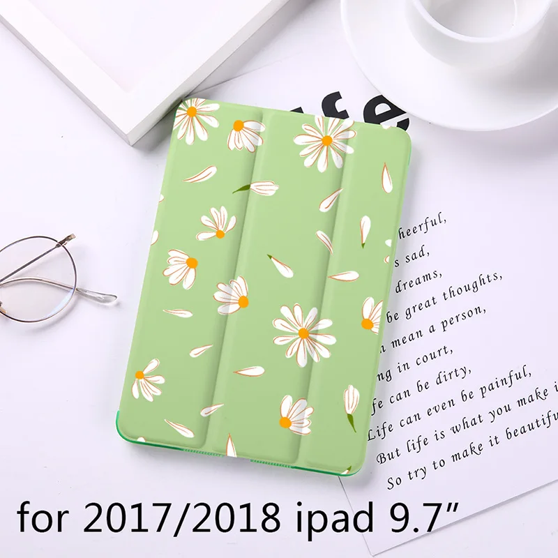 B200064-2017 Милый Магнитный откидной Чехол с маргариткой для Apple iPad 9," Чехол для iPad Air 2 Mini2 из искусственной кожи, складной чехол-книжка с функцией автоматического пробуждения - Цвет: B200064-2017