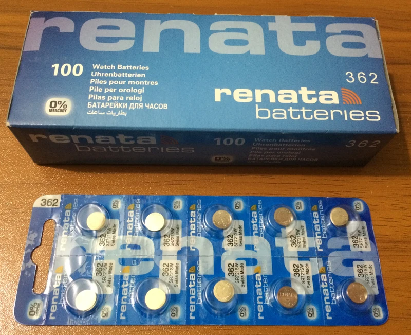 

100Xrenata Silver Oxide Watch Battery 362 SR721SW RENATA AG11/SR721/362 Silver Oxide 1.55V