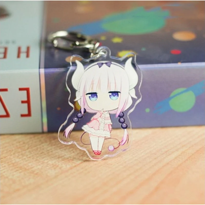 2018 Dragon Maid Kanna Tohru Key Chain Popular Lackingone Anime Transparent Acrylic Ring Keychains | Украшения и аксессуары
