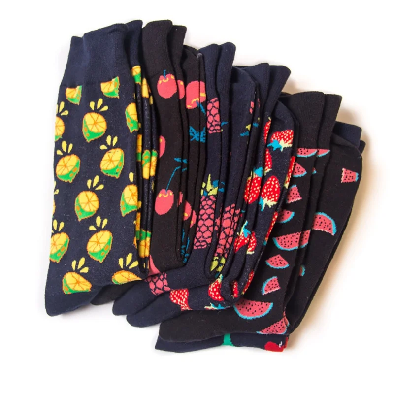 Женские повседневные велосипедные спортивные цветные чулки с фруктами Взрывные