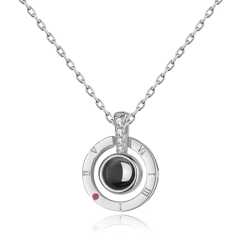 Silver Color SA SILVERAGE 925 пробы серебро розовое золото/серебро Цвет 100 слово сказать я люблю тебя кулон ожерелья серебряные круглые ожерелья - Цвет камня: Silver Color