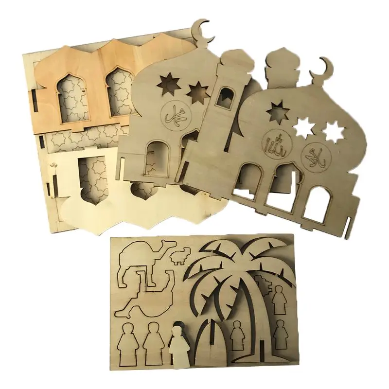 Деревянный ИД Мубарак Рамадан украшение для домашней вечеринки Мусульманский