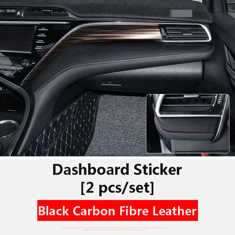 Dashboard Black 2Pcs QHCP чехол для рычага переключения передач, чехлы на руль, Защитная Наклейка на дверную колонну, кожаный внутренний аксессуар для Toyota Camry - Название цвета: Dashboard Black 2Pcs