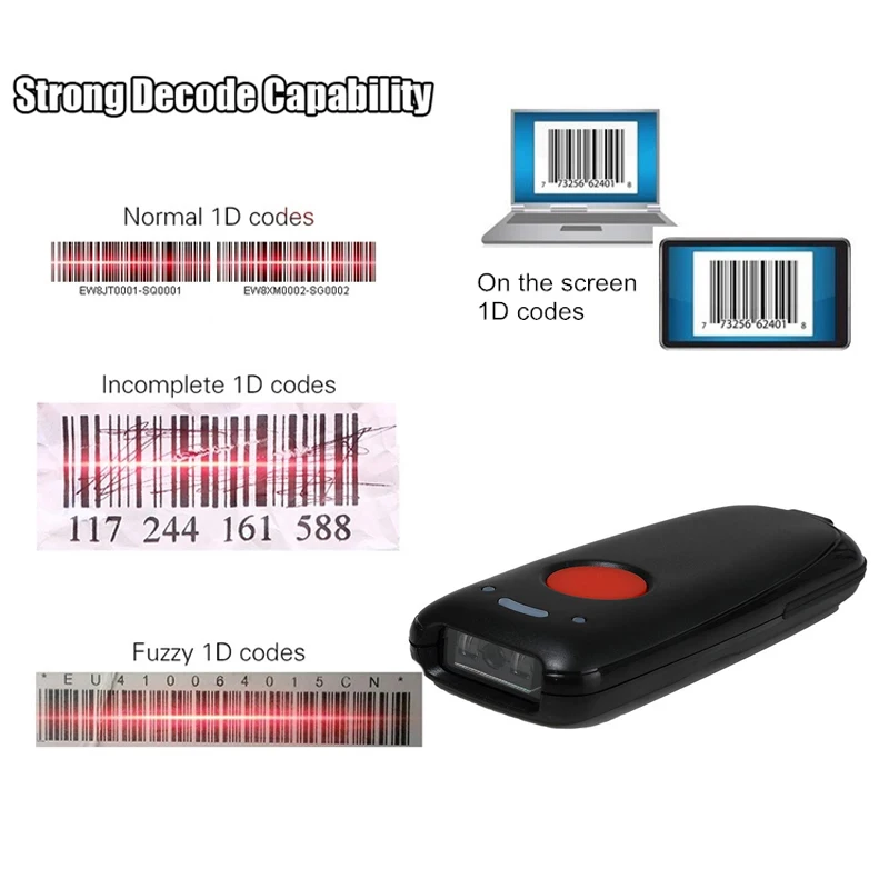 Портативный беспроводной Bluetooth сканер штрих кодов высокоскоростной CCD код