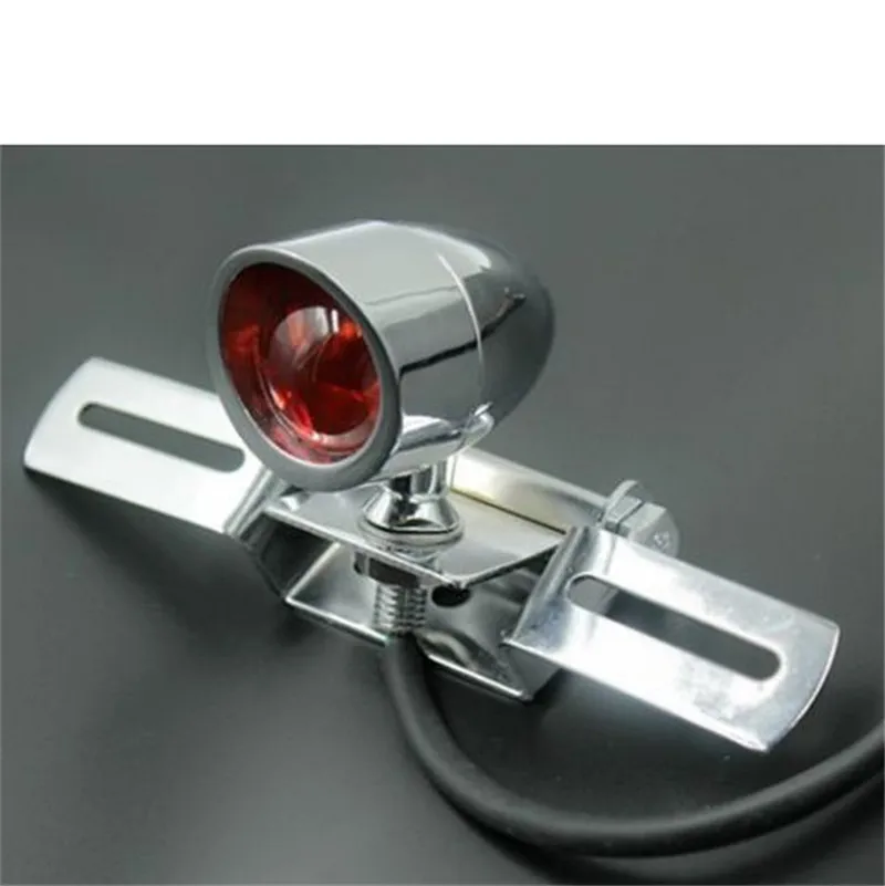 

Motorcycle Chrome Brake Light Motorbike Modified Accessories Motorcycle Retro Rear Tail Brake Light License Plate Bracket Lamp