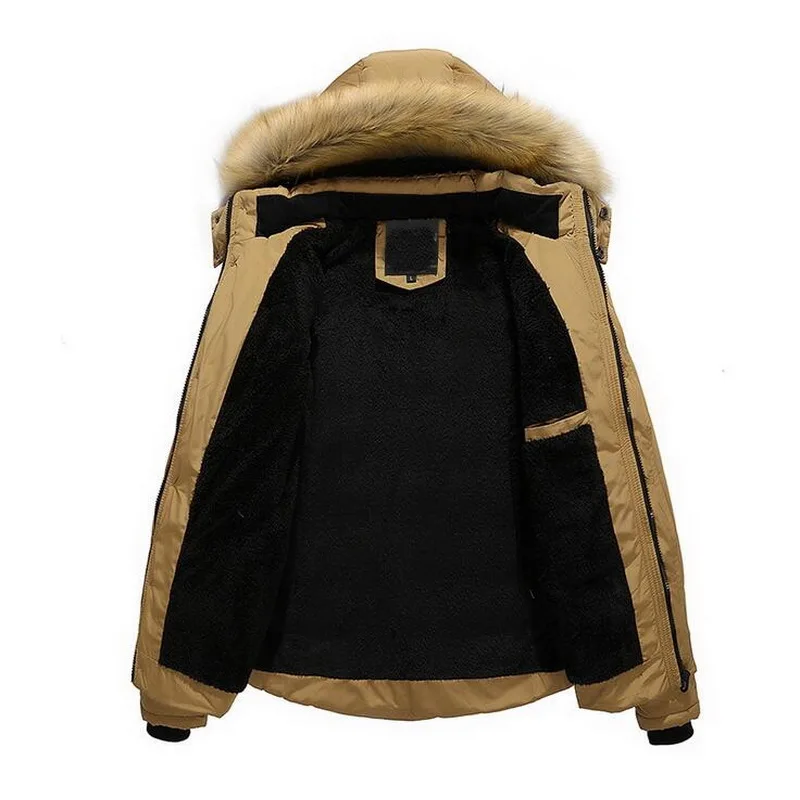 Parkas Men Fashion Wram Parka Fur Coat Winter High Quality Men Hooded Coat Casual Men's Outwear  Asia Size M-6XL