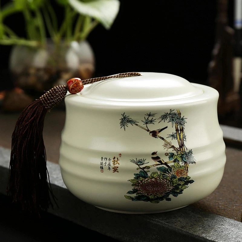 Китайская керамическая банка белая фарфоровая чайная канистра ручная роспись