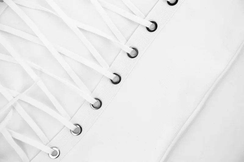 

In Stock 2018 Summer White New Sexy Off The Shoulder Women Bodycon Criss Cross Lace Up Club Mini Bandage Dress Vestido Wholesale