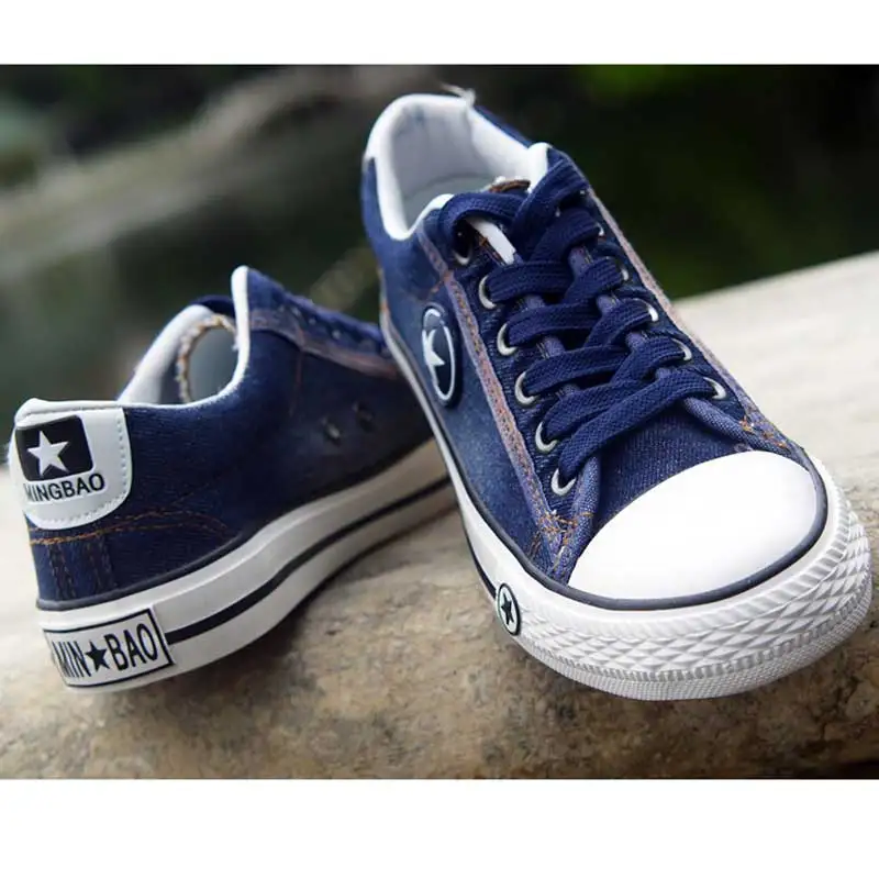Navy Blue Вулканизированная обувь; Chaussure; кроссовки; женские кроссовки на плоской подошве; Basket Femme; джинсовые кроссовки; женская парусиновая Повседневная обувь; tenis feminino - Цвет: Navy Blue