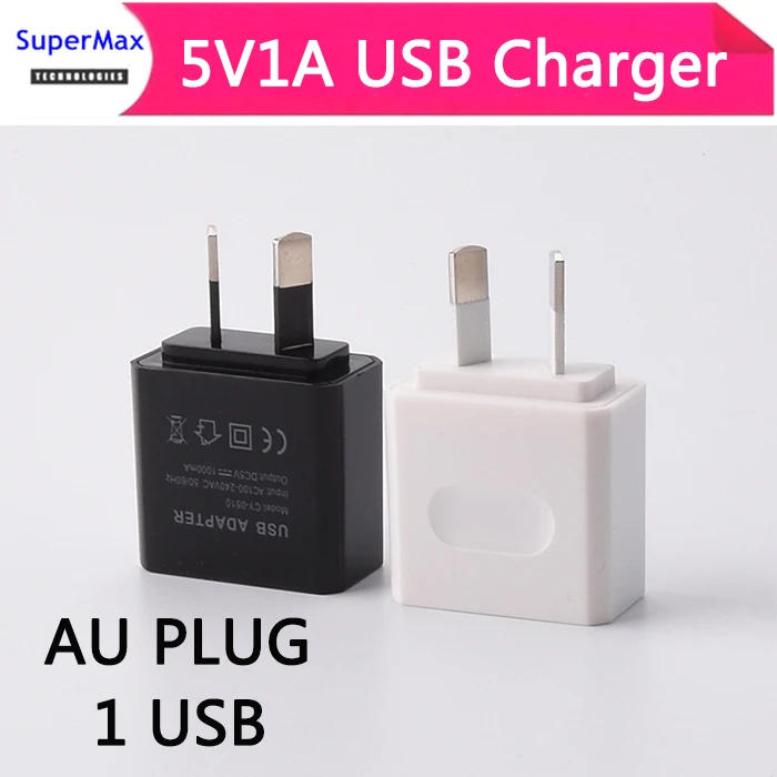 

100PCS AU PLUG 1 Ports USB Charger Power Adapter for tablet Mobile Phones Travel Fast USB Charger 5V1A