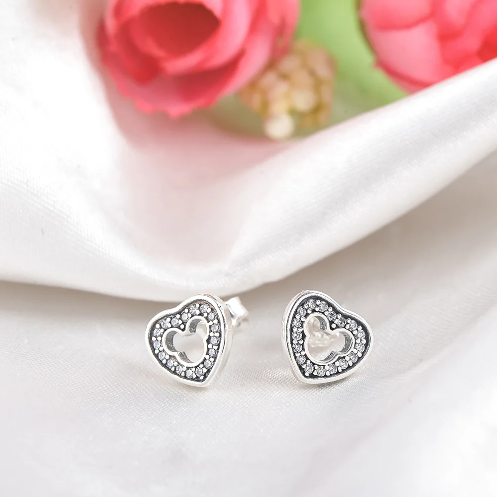 Серебряный цвет ослепительные серьги с сердечком милый Мики муза очаровательные