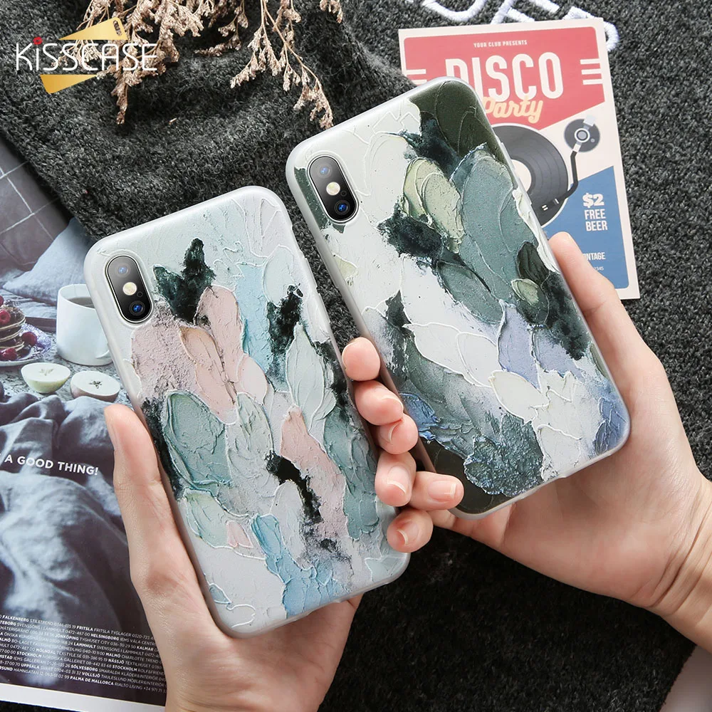 KISSCASE Fashion Phone Cases For iPhone 6 6S 7 8 Plus 5 5S SE X XS MAX XR Embossed Matte Cover Coque Capa |