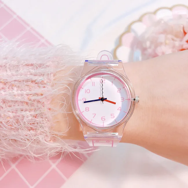 2019 прозрачные часы силиконовые женские на ремешке Уникальные кварцевые наручные