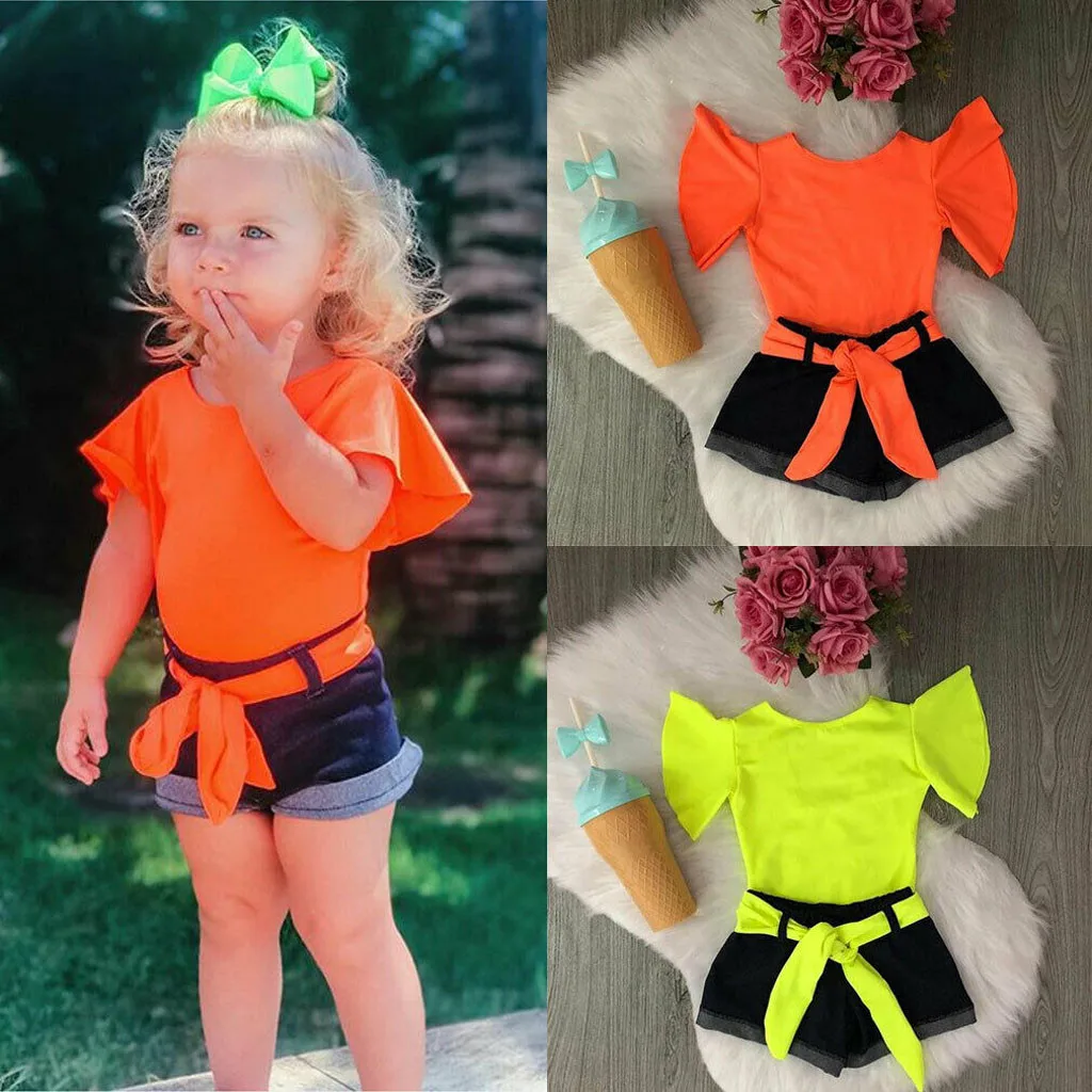 Одежда для новорожденных одежда маленьких девочек однотонные топы с короткими