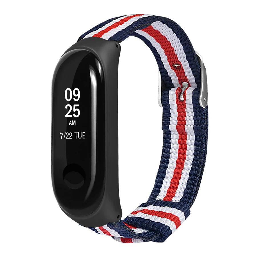 Полосатый холщовый ремешок на запястье для Xiaomi Band 3 Mi металлический корпус