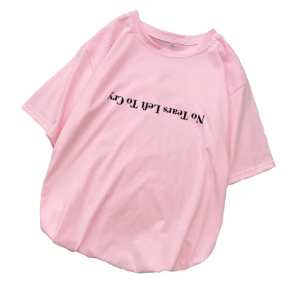 Pink Футболка Ариана Гранде, женская розовая футболка с надписью «No Tears Left To Cry» и круглым вырезом, хипстерская хлопковая футболка размера плюс, Топ в стиле хип-хоп - Цвет: Pink