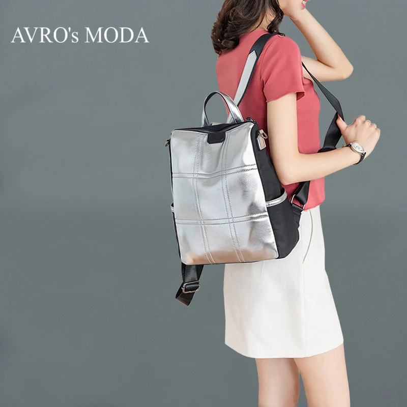 AVRO MODA женский рюкзак искусственная кожа, рюкзаки для подростков, сумка школьная сумка через плечо, женские дорожные сумки через плечо, серебристые