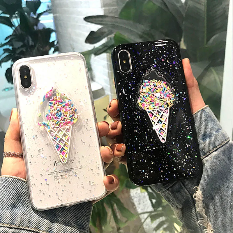 LOVECOM милый Блестящий разноцветный чехол с мороженым для iPhone XS Max XR 6 6S 7 8 Plus X полный корпус мягкий ТПУ Телефон задняя крышка подарок