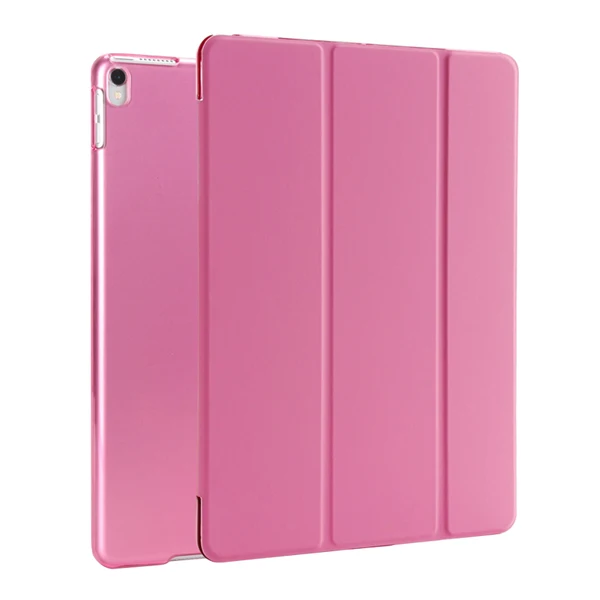 Pink Откидная крышка для iPad Pro 10,5 чехол Фолио 3 раза Стенд Wake сна полупрозрачный Мягкие TPU Назад Smart чехол для iPad 10,5 чехол - Цвет: Pink