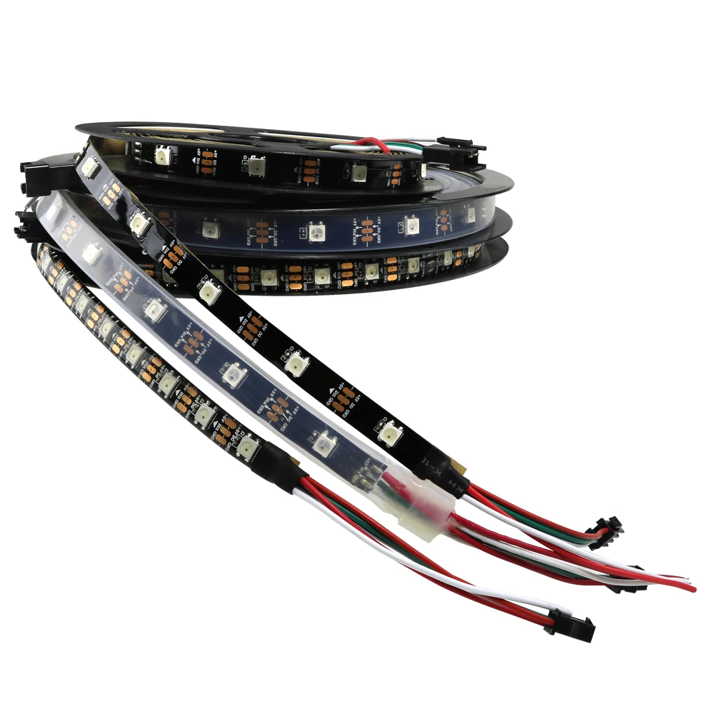 WS2812B Светодиодные ленты индивидуально адресуемых RGB Smart Пиксели полосы 1 м/3 m/5 м DC5V