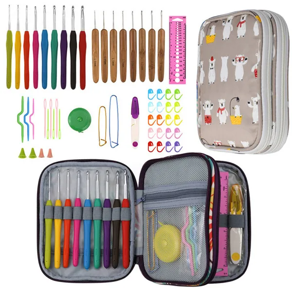 Style 8 9 Styles Crochet Hooks Needles Set Yarn Weave Knitting Needles Hook Scissors Rulers Sewing Tools Crochet Kit with Crochet bags - Цвет: Style 8