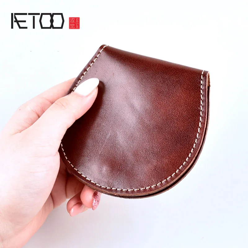 AETOO Sen ретро кожаный мини-кошелек для монет простая замшевая кожаная женская