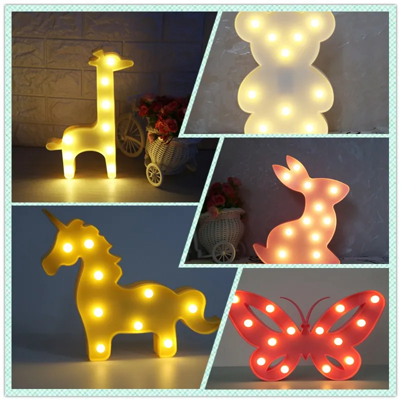 1 шт. светодиодный светильник Единорог ночник милый медведь животное теплый