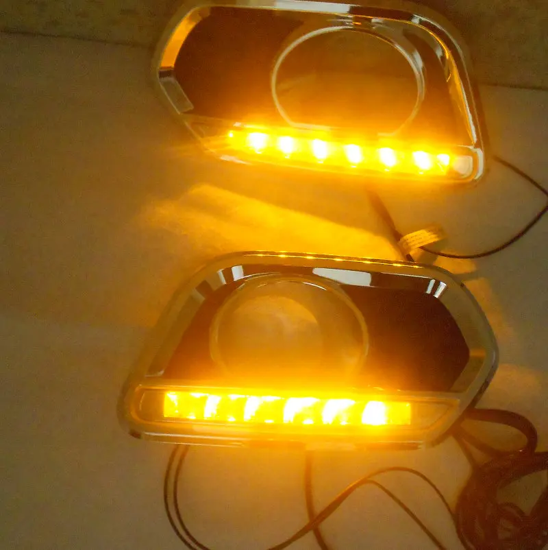 1 комплект DRL белые дневные ходовые огни drl + Желтый Мерцающий сигнал поворота для