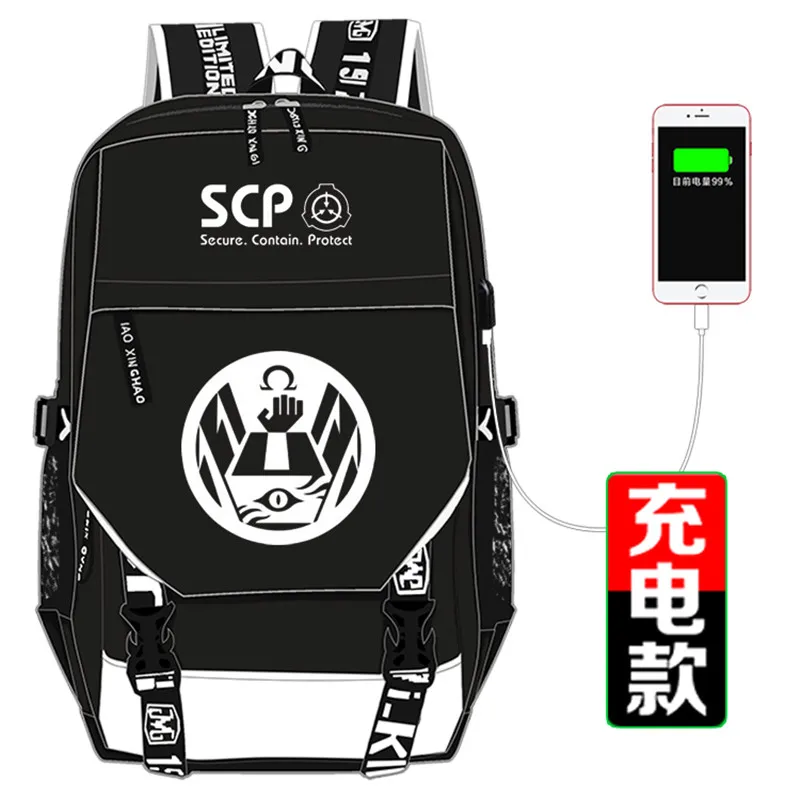 SCP, специальные процедуры удержания, школьная сумка, рюкзак с принтом, usb зарядка, рюкзак для ноутбука, холщовые дорожные сумки - Цвет: B