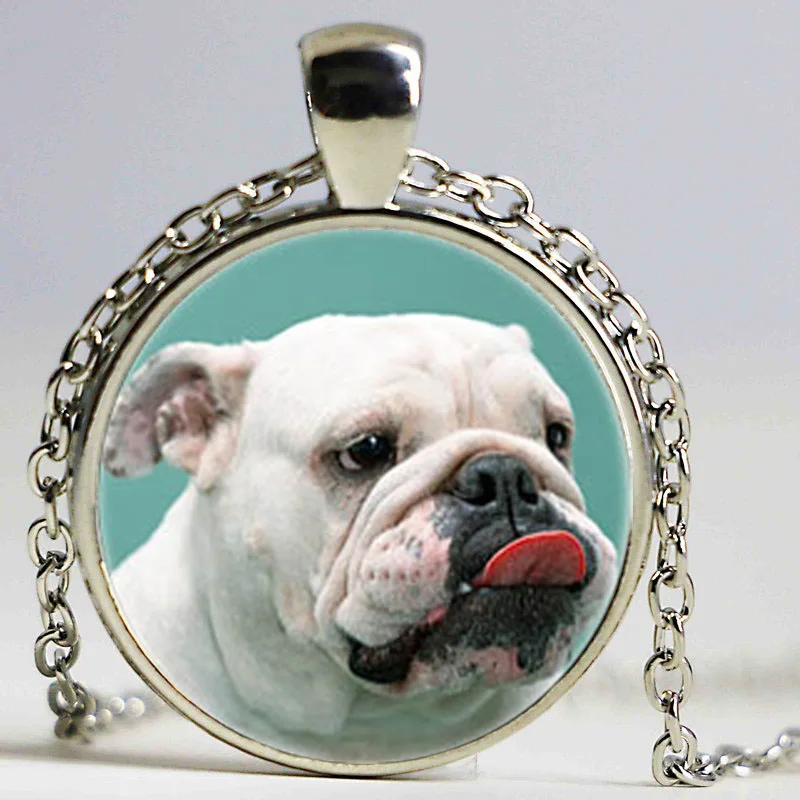 Милый Бульдог милая собака животное стекло модный серебряный эффектный брелок