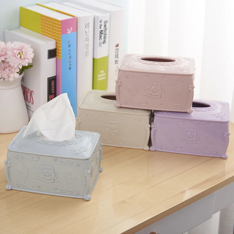 

European rose carving tissue box 17*12.5*9*8.8cm
