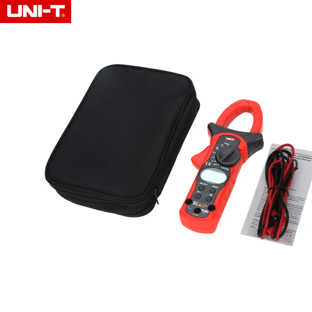 

UNI-T UT205A LCD Backlight Auto Range 1000A Digital Clamp Meters w/ Frequency Duty Cycle Test Multimeter Ammeter Multitester