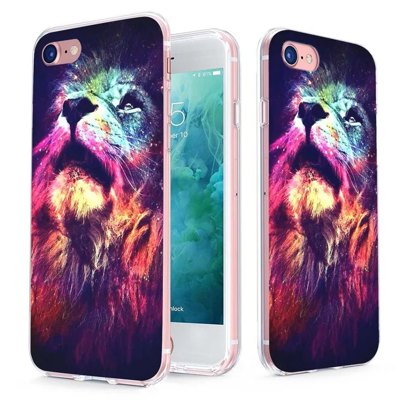 MLCRIYG мягкий телефон чехол для iPhone 6 S Plus 7 8 X TPU цветной Единорог Лев леопардовый