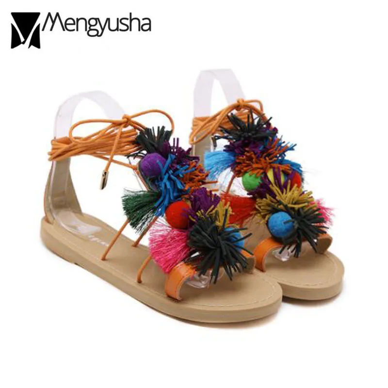 Пляжные сапоги на плоской подошве с перекрестными ремешками сандалии гладиаторы