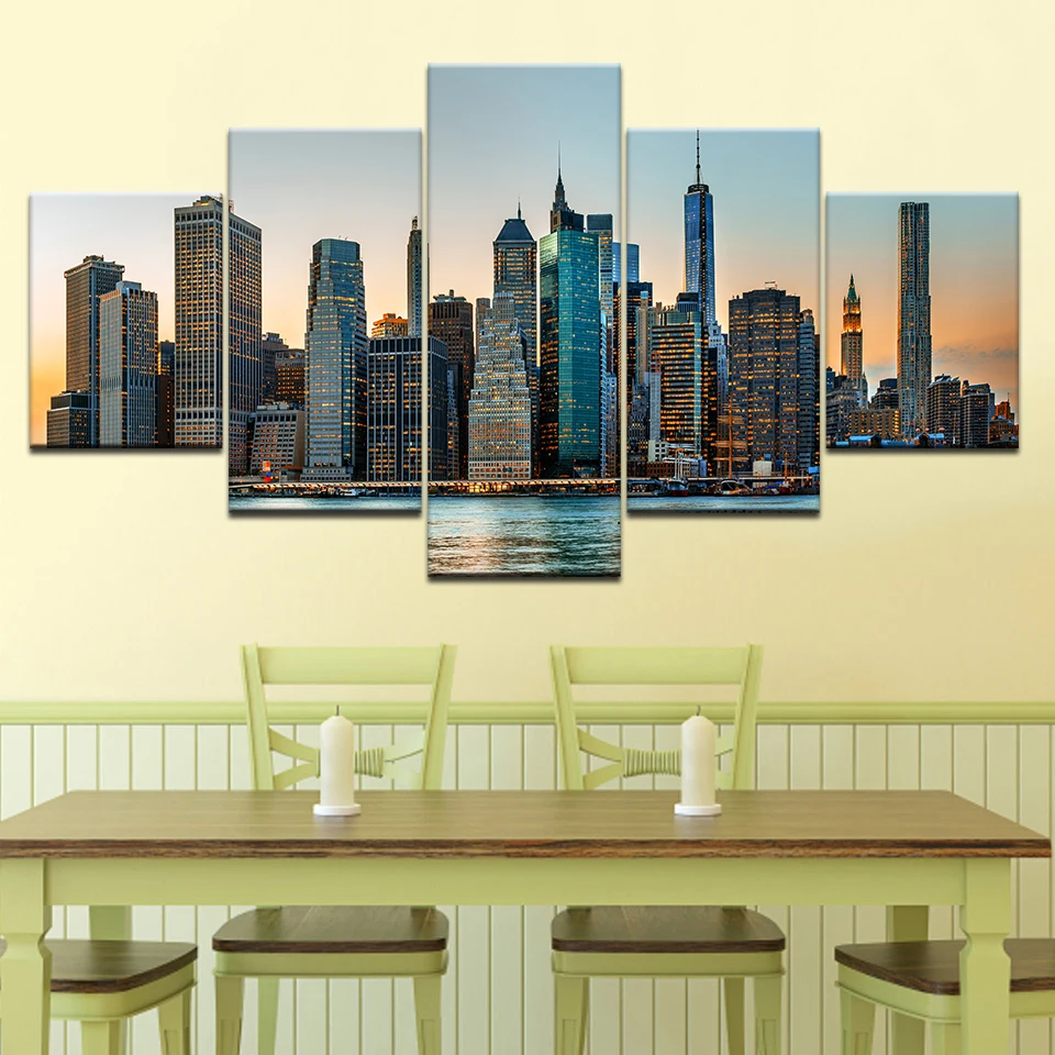 Нью Йорк NYC Skyline небоскреб 5 шт. обои современный модульный художественный плакат