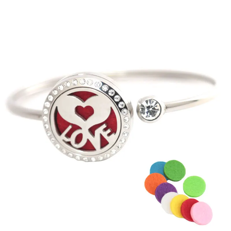 

Любовный магнитный браслет 25 мм с искусственным кристаллом, Браслет-медальон с диффузором эфирного масла, браслет-медальон