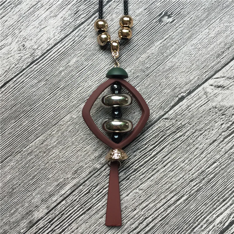 Длинное ожерелье новинка 2018 винтажное из бисера с геометрическим дизайном