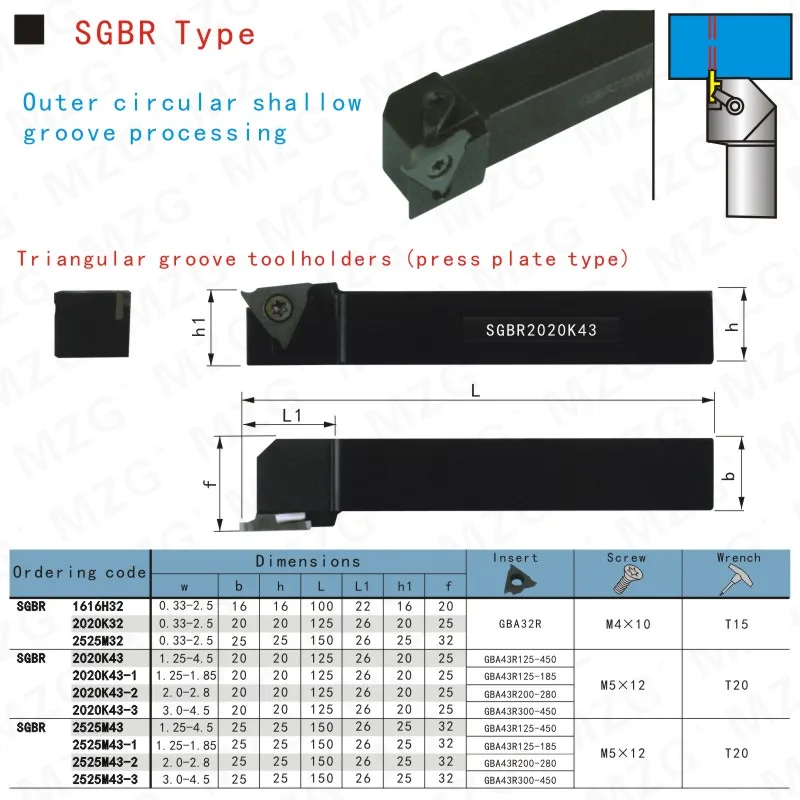 MZG SGBR1616H32 SGBR2020K32 Groove обрабатывающие режущие инструменты резак токарный станок с