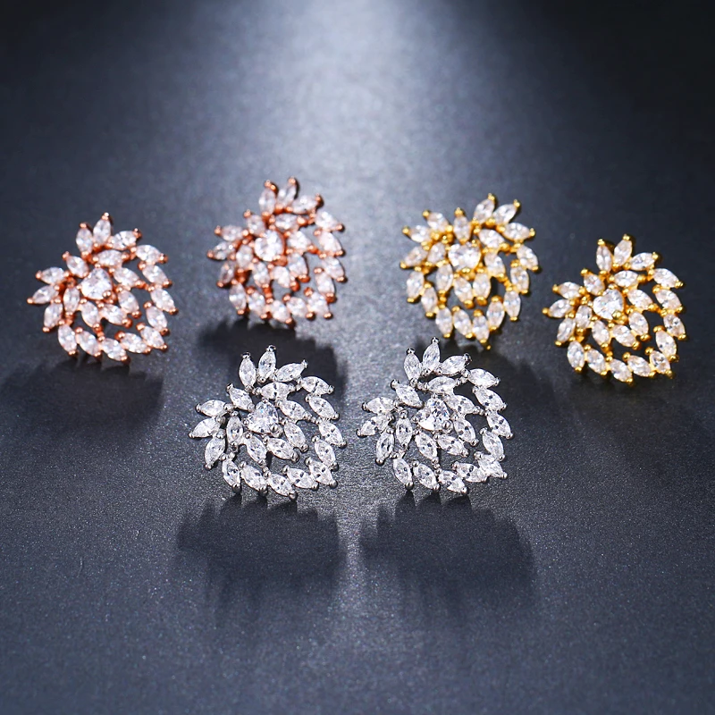 2018 серьги гвоздики с кристаллами Marquise Каплевидным цирконием брендовые