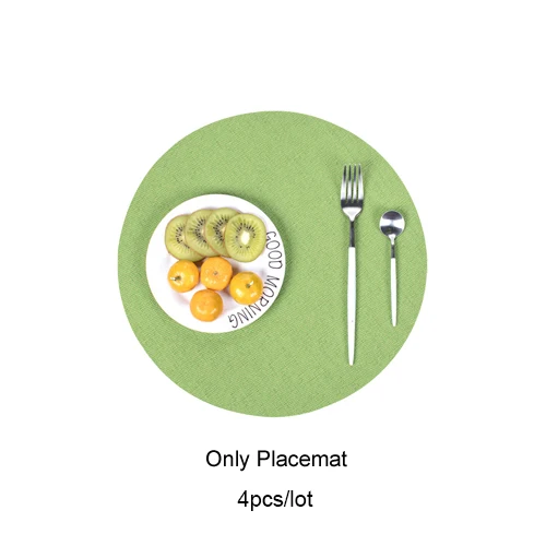 Green 4 шт./лот, коврики для кухонного стола, круглые, водонепроницаемые, маслостойкие, термостойкие, многоразовые подставки, аксессуары для украшения стола, принадлежности - Цвет: Green