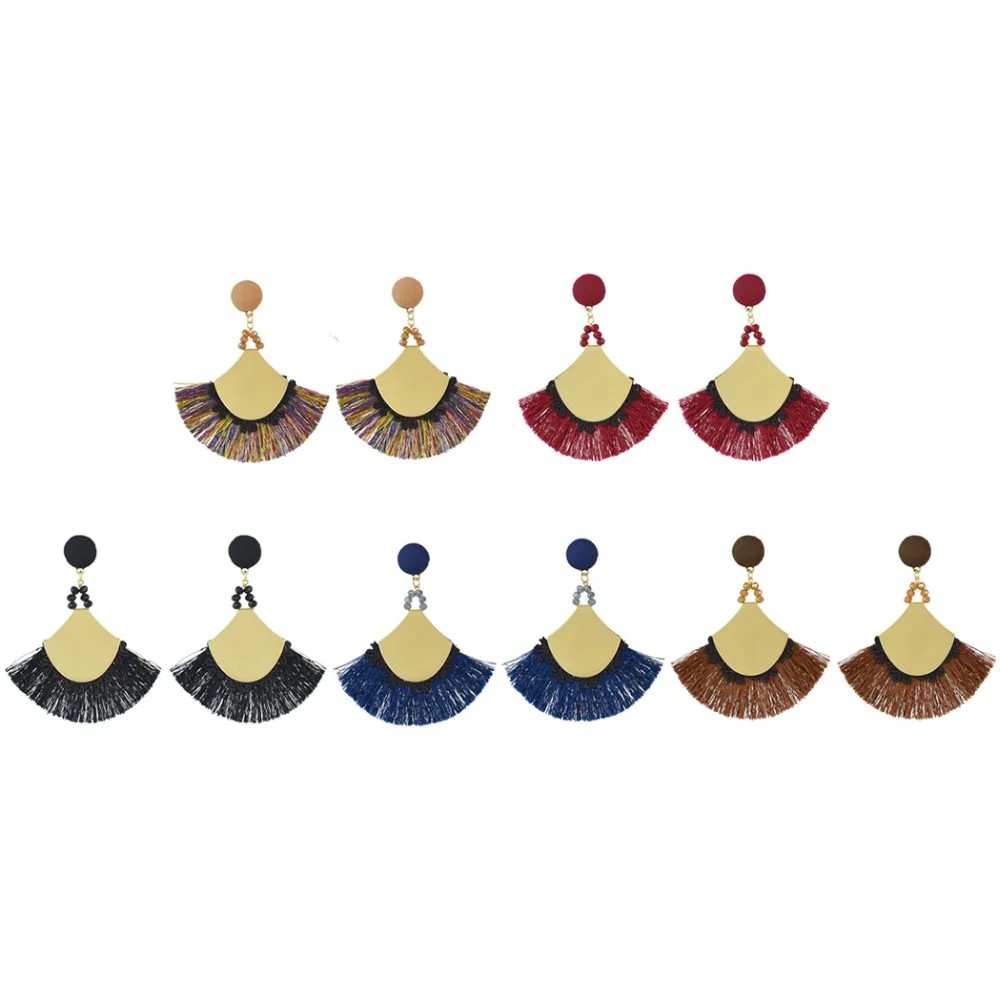 

Bohemian 5 Colors Fringe Charm Fashion Statement Drop Dangle Earring Acrylic Tassel Thread Long Earring for Women Bridal Jewelry