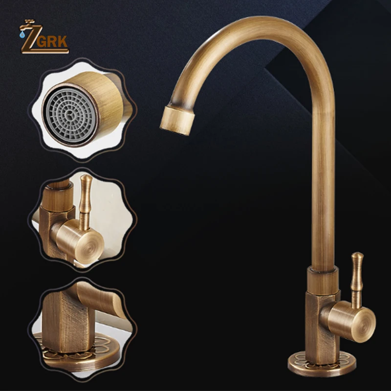 single cold water faucet copper antique style kitchen taps 360 swivel balcony outdoor sink faucet free global shipping